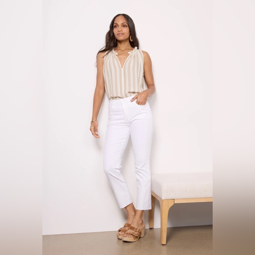 KUT From The Kloth White Skinny Ankle Jeans Raw Hem Clean Girl Women’s 6